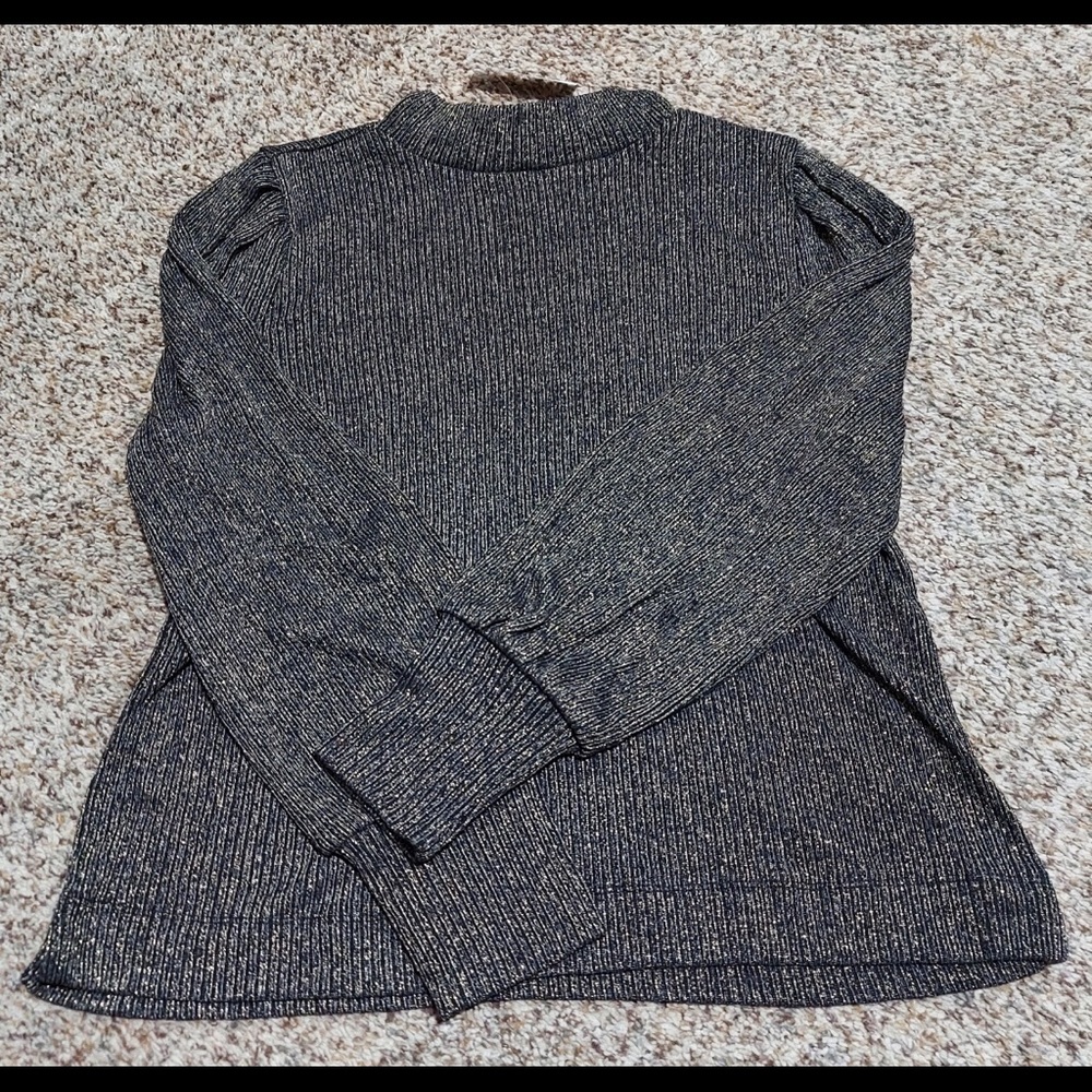 Shimmer Ribbed Mock Neck Top
